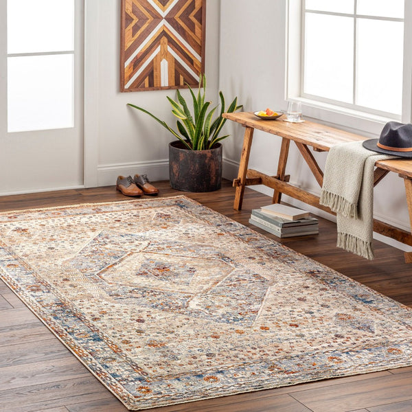 Livabliss Arya Traditional Fringe Accent Rug Polyester Viscose Blend for Entryways and Bedside Medium Gray, Bl 7'10" x 10' RYA2305-71010