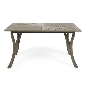 English Elm Ectangular Solid Acacia Outdoor Dining Table Slatted Top Seats Six Patio Gatherings 57488.00GRY