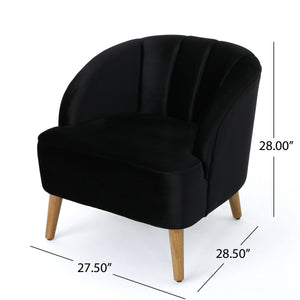 English Elm Chair Velvet Club Seat with Channel Stitching and Rubberwood Legs for Modern Interiors 61714.00BLK