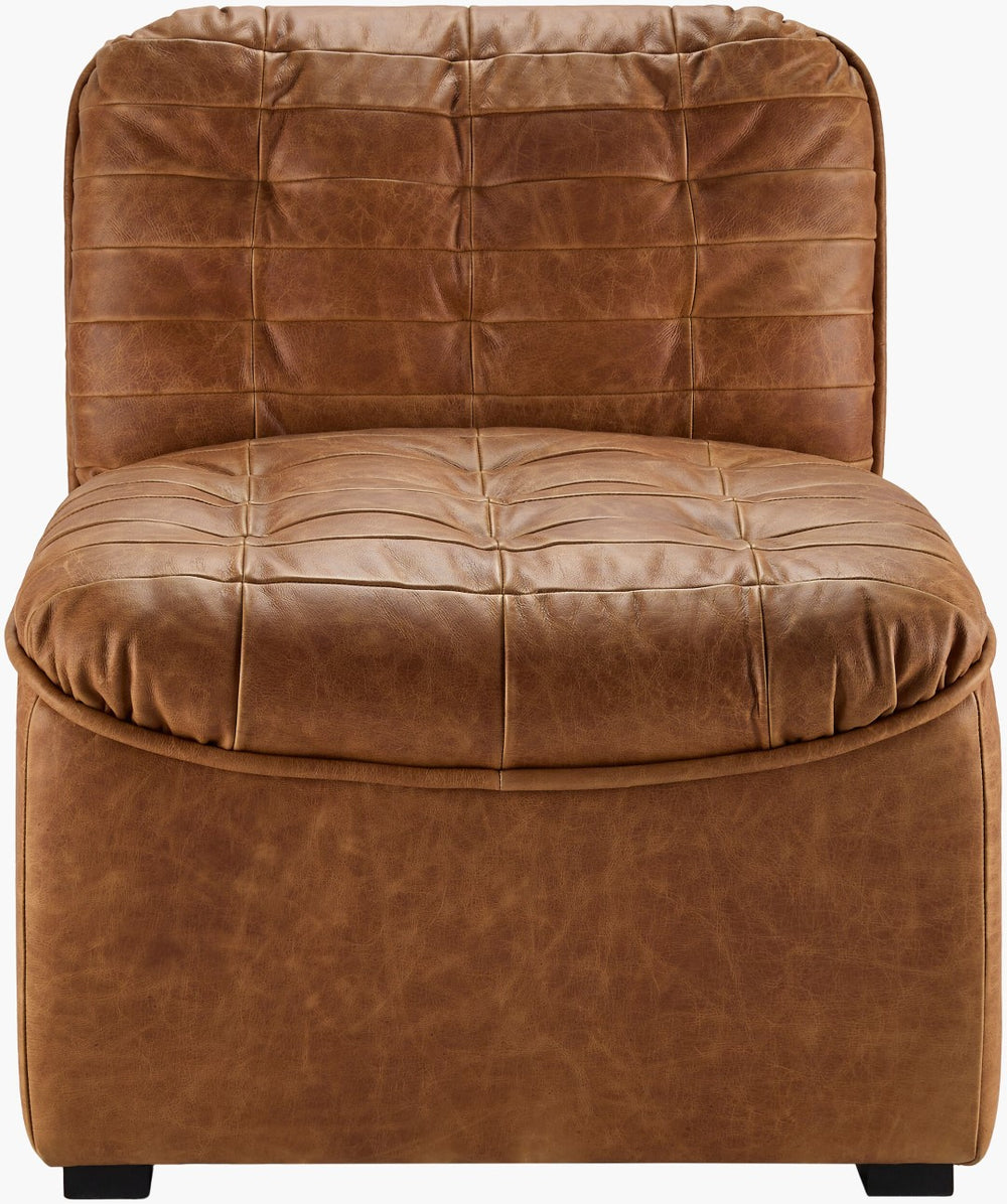 Surya Oryan Modular Chair - 30"H X 28"W X 36"D Luxurious Leather Sofa For Custom Comfort & Style Upholstery, Brown,Base, Black Leather,Rubber Wood,Polyurethane Foam,Dacron Ryan-001