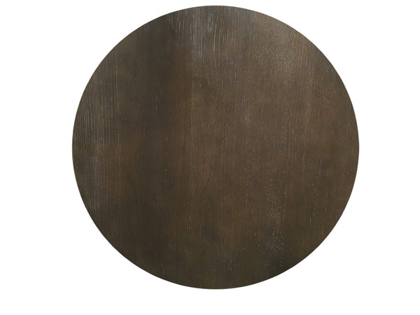 VIG Furniture Marie Round Concrete Base Coffee Table With Brown Solid Oak Top, 28" Diameter, Modern Sculptural Design VGLBRYAN-CF70-02