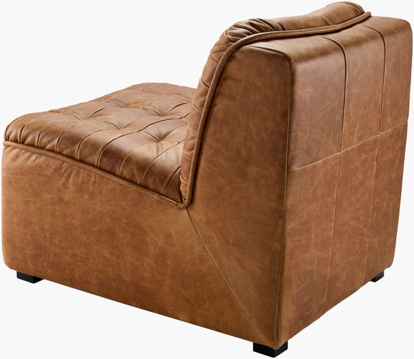 Surya Oryan Modular Chair - 30"H X 28"W X 36"D Luxurious Leather Sofa For Custom Comfort & Style Upholstery, Brown,Base, Black Leather,Rubber Wood,Polyurethane Foam,Dacron Ryan-001
