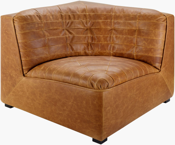 Surya Oryan Modular Chair - 30"H X 28"W X 36"D Luxurious Leather Sofa For Custom Comfort & Style Upholstery, Brown,Base, Black Leather,Pine,Polyurethane Foam,Dacron Ryan002-303535