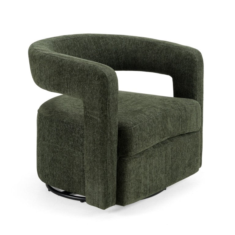 VIG Furniture Ryan Olive Green Swivel Chair With Camel-Back Support, Metal 360° Base, Soft Polyester Upholstery VGDW-DS1018-GRY