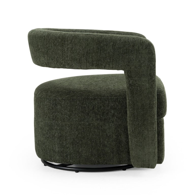 VIG Furniture Ryan Olive Green Swivel Chair With Camel-Back Support, Metal 360° Base, Soft Polyester Upholstery VGDW-DS1018-GRY