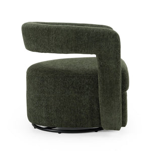 VIG Furniture Ryan Olive Green Swivel Chair With Camel-Back Support, Metal 360° Base, Soft Polyester Upholstery VGDW-DS1018-GRY