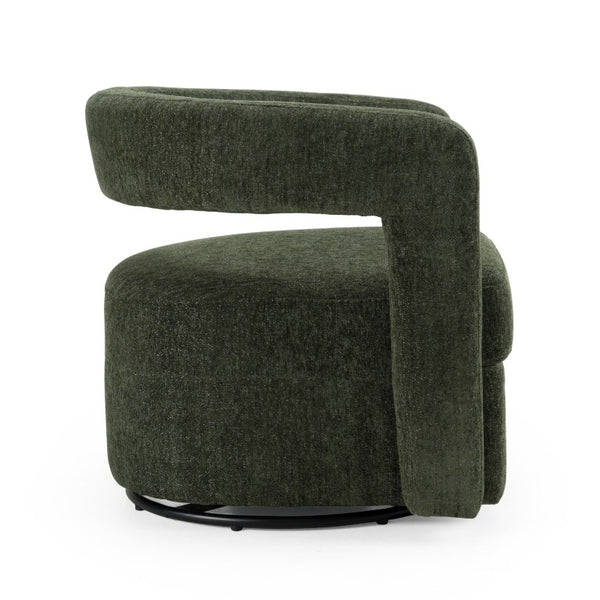 VIG Furniture Ryan Olive Green Swivel Chair With Camel-Back Support, Metal 360° Base, Soft Polyester Upholstery VGDW-DS1018-GRY