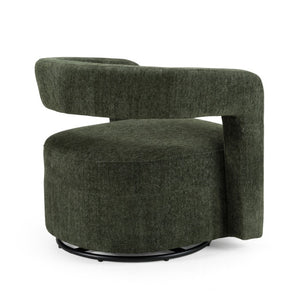VIG Furniture Ryan Olive Green Swivel Chair With Camel-Back Support, Metal 360° Base, Soft Polyester Upholstery VGDW-DS1018-GRY