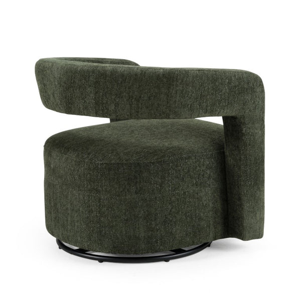 VIG Furniture Ryan Olive Green Swivel Chair With Camel-Back Support, Metal 360° Base, Soft Polyester Upholstery VGDW-DS1018-GRY