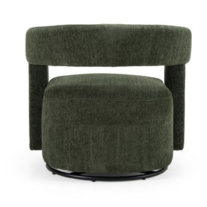 VIG Furniture Ryan Olive Green Swivel Chair With Camel-Back Support, Metal 360° Base, Soft Polyester Upholstery VGDW-DS1018-GRY