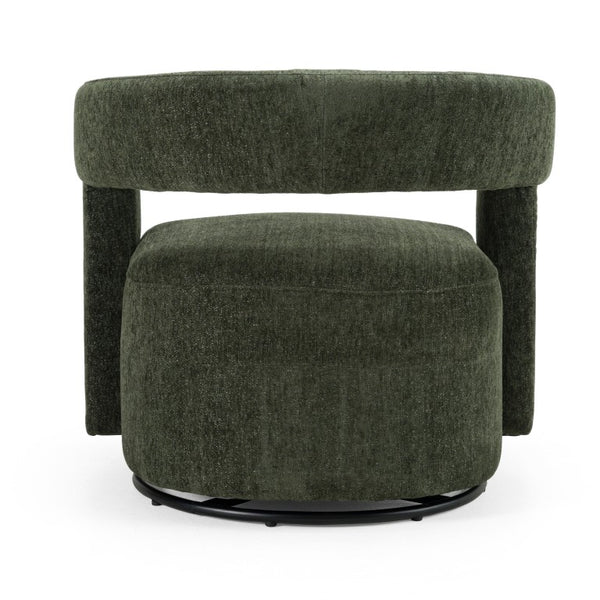 VIG Furniture Ryan Olive Green Swivel Chair With Camel-Back Support, Metal 360° Base, Soft Polyester Upholstery VGDW-DS1018-GRY