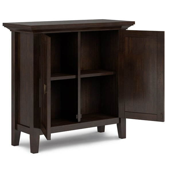 English Elm Redmond Low Storage Cabinet - Handcrafted Solid Wood In Rich Brunette Brown Finish, Elegant Design B136P159525-GIGA