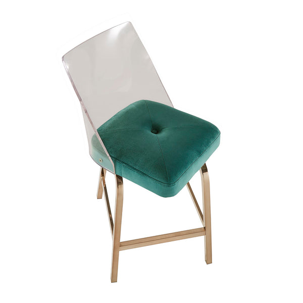 Homelegance By Top-Line Darrion Velvet Counter Height Swivel Stools (Set of 2) Teal Metal