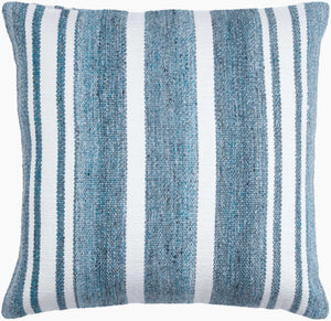 Surya Rayer Eco-friendly 18" Accent Pillow - Charming Farmhouse Style For Indoor & Outdoor Decor Blue Recycled Pet Yarn,Recycled Pet Yarn Rye001-2222d