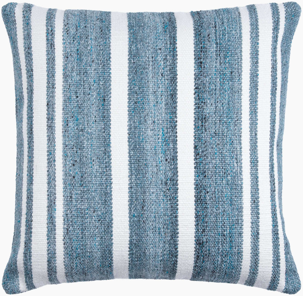 Surya Rayer Eco-friendly 18" Accent Pillow - Charming Farmhouse Style For Indoor & Outdoor Decor Blue Recycled Pet Yarn,Recycled Pet Yarn Rye001-2222d