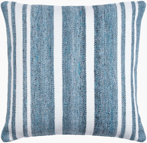 Surya Rayer Eco-friendly 18" Accent Pillow - Charming Farmhouse Style For Indoor & Outdoor Decor Blue Recycled Pet Yarn,Recycled Pet Yarn Rye001-2222d