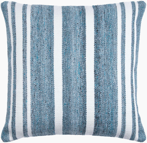 Surya Rayer Eco-friendly 18" Accent Pillow - Charming Farmhouse Style For Indoor & Outdoor Decor Blue Recycled Pet Yarn,Recycled Pet Yarn Rye001-2222d