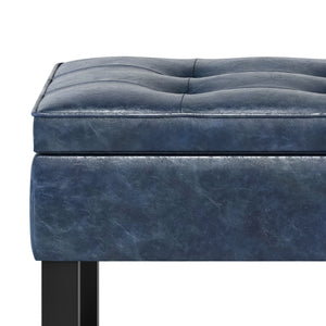 English Elm Cosmopolitan Storage Ottoman Bench - Stylish Denim Blue, Tufted Design With Hidden Storage Space B136P158561