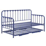 Homelegance By Top-Line Varden Metal Daybed with Lift-up Trundle Blue Metal