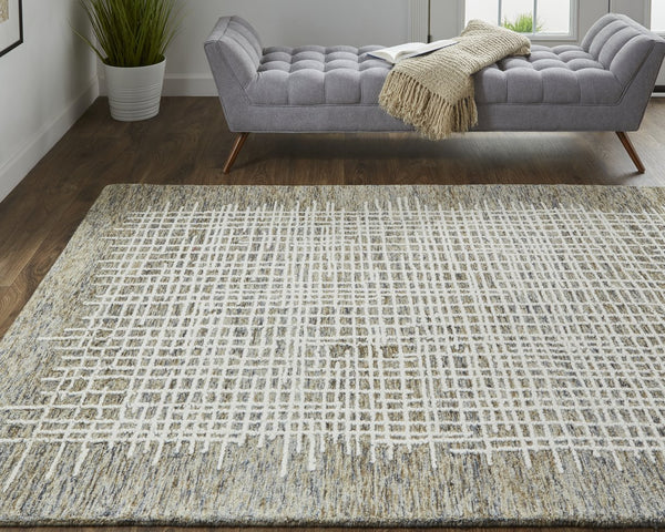 Feizy Rugs Maddox Hand-tufted Wool Abstract Rug In Soft Neutrals And Deep Blues For Contemporary Spaces Tan,Ivory Wool Mdx8630fchlbrnj00