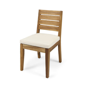 English Elm Outdoor Acacia Slatted Armless Dining Chairs with Cushions Set of 2 Patio Seating 60320.00BGE