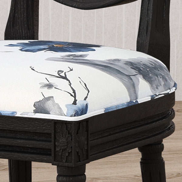 English Elm Christopher Knight Home® - ROUND Round Back Chair Set with French Country Fabric, Floral & Chevron Accents, Rubberwood Legs Blue+Multi 62529.00PRT