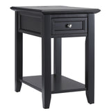 Homelegance By Top-Line Cerie 1-Drawer Side Table with Charging Station Black Wood