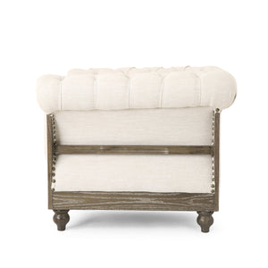 English Elm Christopher Knight Home® - CLUB Chair with Chesterfield-Inspired Button Tufting, Scrolled Arms & Nailhead Trim for Living Room Beige 40.5 L x 34.5 W x 25.75 H 72759.00BGE