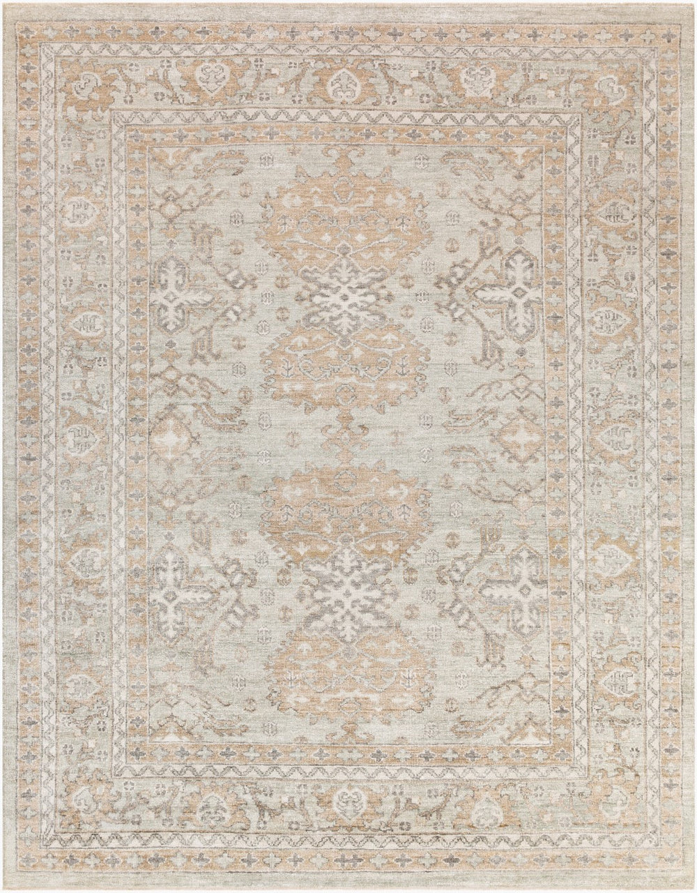 Surya Royal Handmade 10' X 14' Luxurious Viscose Rug – Elegant Design With Fringe Detailing For Home Décor Dusty Sage Viscose Ryl2302-1014