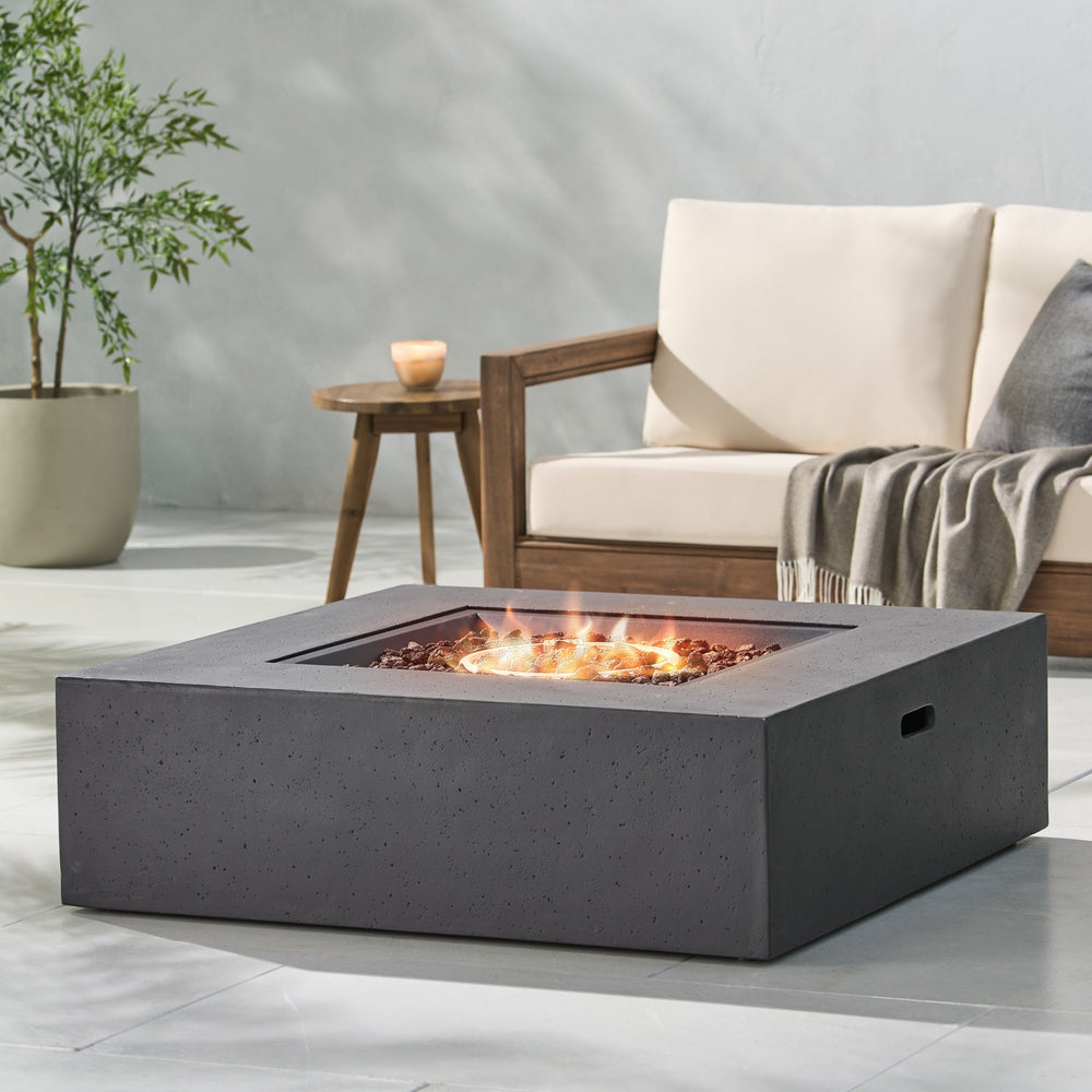 English Elm 50000 Btu Square Mgo Concrete Propane Fire Table for Outdoor Patio Entertaining 59241.00-50K