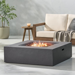English Elm 50000 Btu Square Mgo Concrete Propane Fire Table for Outdoor Patio Entertaining 59241.00-50K