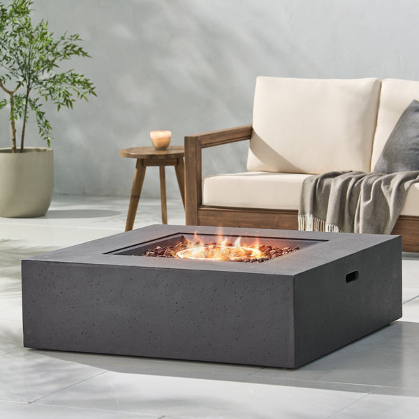 English Elm 50000 Btu Square Mgo Concrete Propane Fire Table for Outdoor Patio Entertaining 59241.00-50K