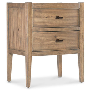Hooker Furniture Vineyard Pecky Hickory Two-Drawer Nightstand In Sonoma Finish — Felt-Lined Drawer, Cord Clip, Rustic Charm 6952-90016-80
