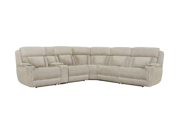 Parker House Parker Living Dalton - Lucky Fawn 6 Piece Modular Power Reclining Sectional with Power Adjustable Headrests Lucky Fawn 100% Polyester (S) MDAL-PACKT(H)-LFA