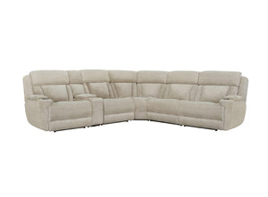 Parker House Parker Living Dalton - Lucky Fawn 6 Piece Modular Power Reclining Sectional with Power Adjustable Headrests Lucky Fawn 100% Polyester (S) MDAL-PACKT(H)-LFA