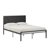 Homelegance By Top-Line Noelle Metal Platform Bed with Geometric Headboard Black Metal