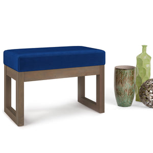 English Elm Milltown Compact Blue Velvet Ottoman Bench - Stylish Footstool For Living Rooms & Entryways B136P159083