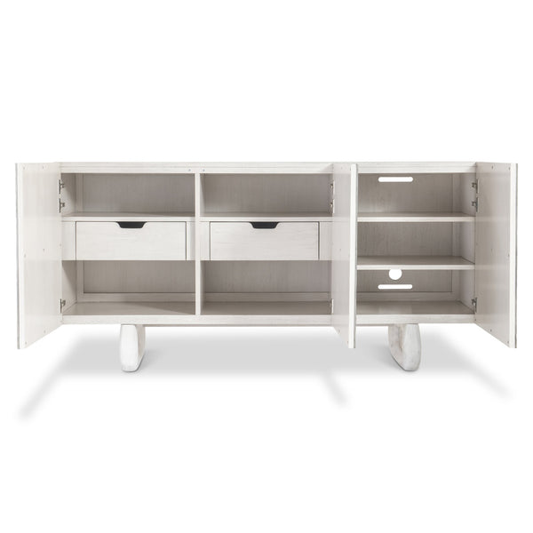 Bernhardt Bernhardt Sereno Buffet - Rustic-Modern Walnut & Textured Metal Buffet With Faux Stone Legs, 68" 329136