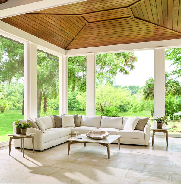 Bernhardt Bernhardt Teak & Vasta Stone Cocktail Table — Low-Profile Outdoor Centerpiece With Sea Oat Finish And Stainless Glides X09023