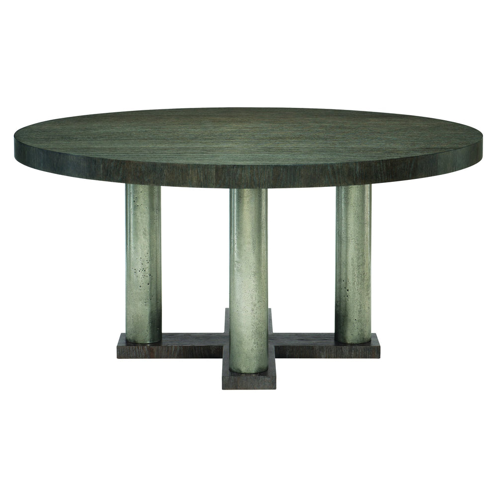 Bernhardt Bernhardt Linea Round Dining Table — 60" Wire-Brushed Oak Top, Cerused Charcoal Finish, Textured Graphite Base K1099