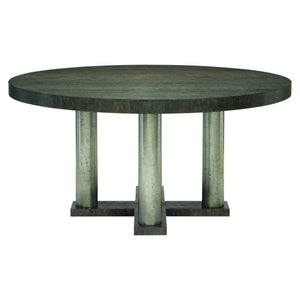 Bernhardt Bernhardt Linea Round Dining Table — 60" Wire-Brushed Oak Top, Cerused Charcoal Finish, Textured Graphite Base K1099