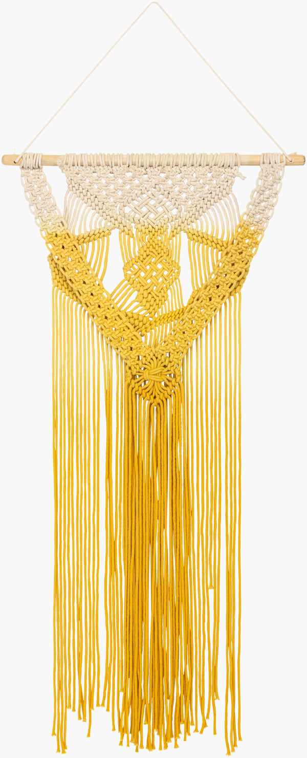 Surya Azra 31"H X 22"W Macrame Wall Hanging - Elegant Global Design For Captivating Home Decor Charm Saffron Cotton,Wood Rza1002-3414