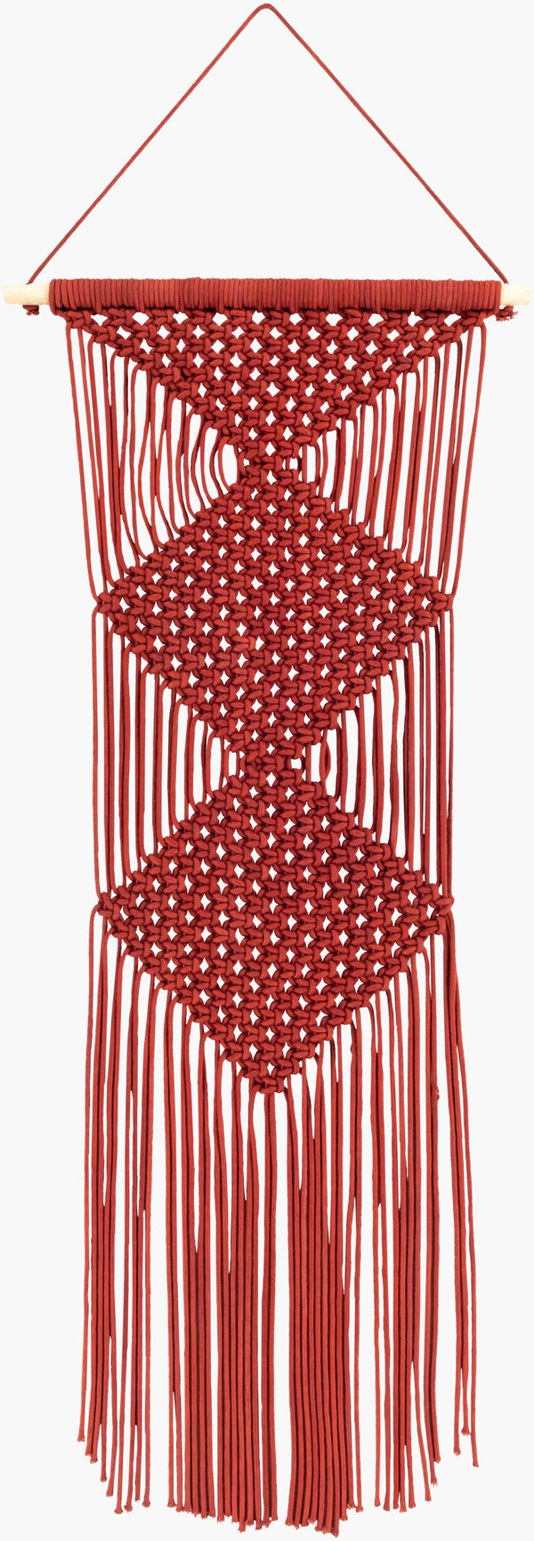 Surya Azra 31"H X 22"W Macrame Wall Hanging - Elegant Global Design For Captivating Home Decor Charm Burgandy Cotton,Wood Rza1003-4014