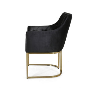 English Elm Christopher Knight Home® - CLUB Plush Altay Velvet Armchair with Gold Accents and Curved Modern Glam Design, Luxe Accent Seat Black 65362.00