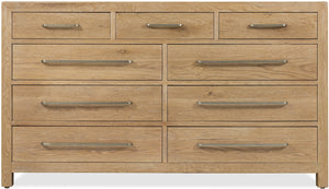 Hooker Furniture Driftwood Nine-Drawer Dresser With Cedar-Lined Bottom Drawers, Removable Jewelry Tray, Oak Solids Light Wood 6820-90201-80