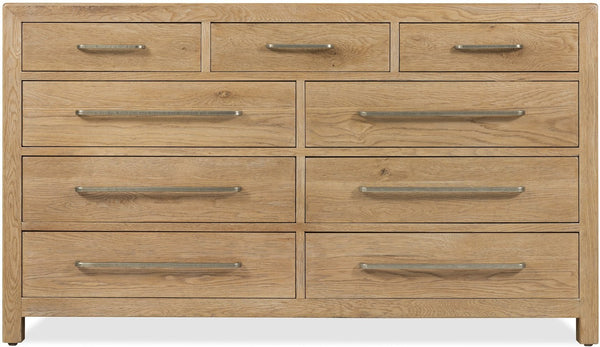 Hooker Furniture Driftwood Nine-Drawer Dresser With Cedar-Lined Bottom Drawers, Removable Jewelry Tray, Oak Solids Light Wood 6820-90201-80