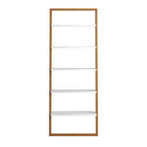 Homelegance By Top-Line Haddon Two-Tone Leaning Ladder Bookcase Natural Wood