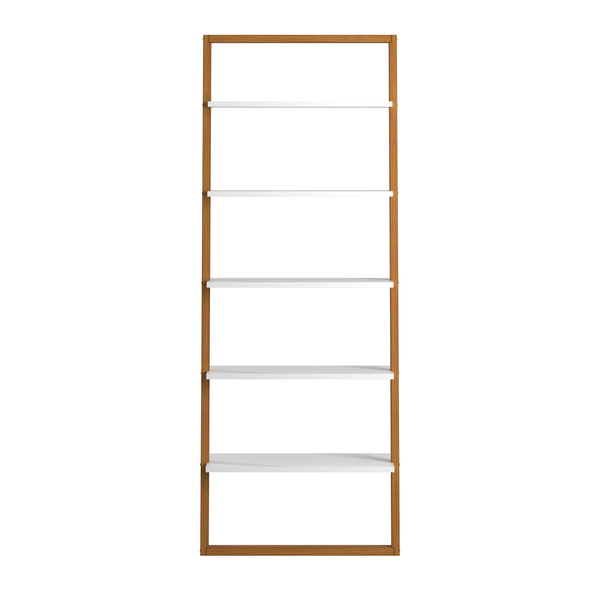 Homelegance By Top-Line Haddon Two-Tone Leaning Ladder Bookcase Natural Wood