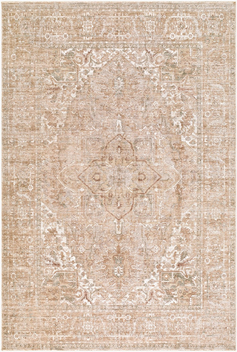 Livabliss The Vintage Runner Fringe Trimmed Machine Woven Polyester Rug for Hallways Beige, Brown 9' x 12'6" RZDT2300-9126