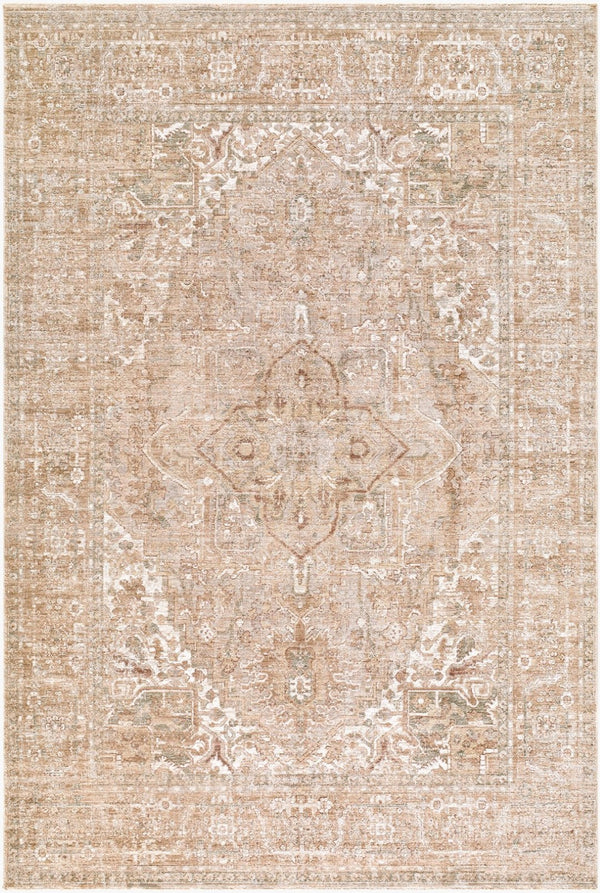 Livabliss The Vintage Runner Fringe Trimmed Machine Woven Polyester Rug for Hallways Beige, Brown 9' x 12'6" RZDT2300-9126